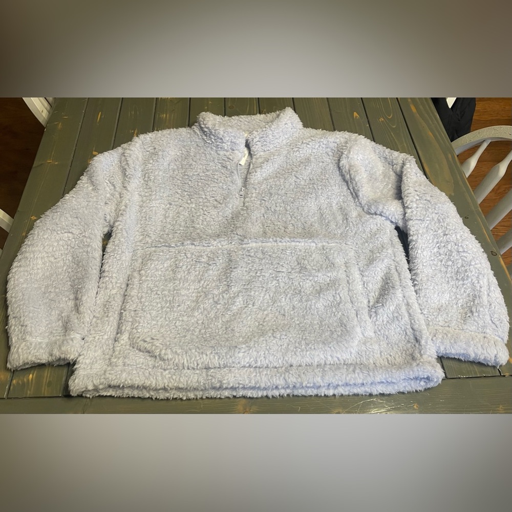 Brand New Light Blue Soft Fleece Over the Head Sweatshirt Large
